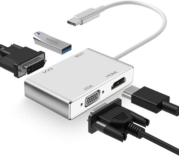 USB TYPE-C TO HDMI+VGA+DVI+USB CABLE+IC